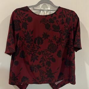 Unbranded- Size large burgundy Cross Back blouse